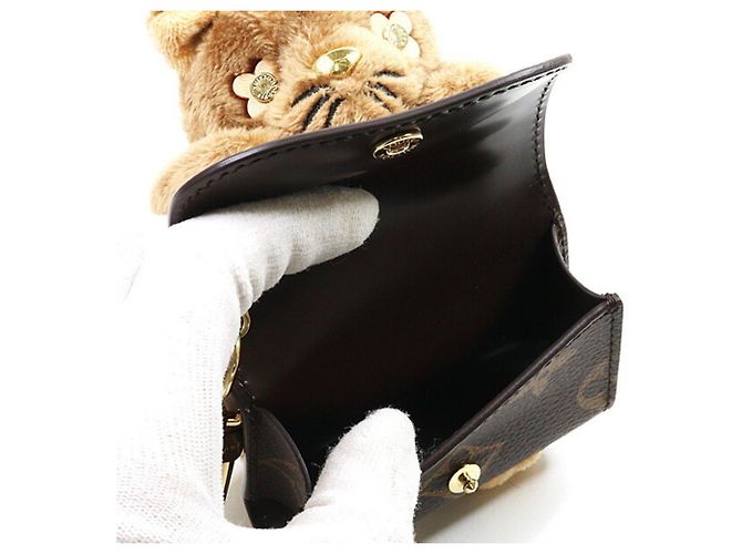 Portachiavi Charm Gatto Monogramma Louis Vuitton Marrone D'oro - vista 4