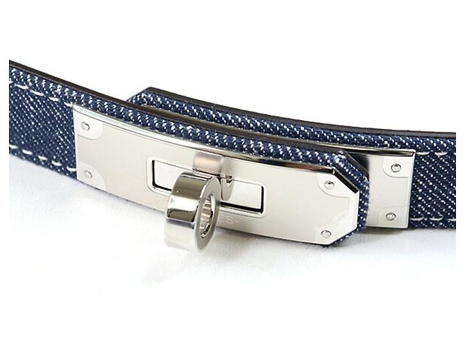 Damen Gürtel Kelly Jean 18 PM Epson Denim Blau von Hermès Silber Weiß Marineblau Dunkelblau - Ansicht 2