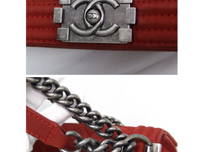 Borsa a spalla Chanel Boy 25 con catena Rosso - vista 11