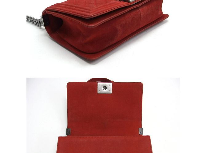 Borsa a spalla Chanel Boy 25 con catena Rosso - vista 4