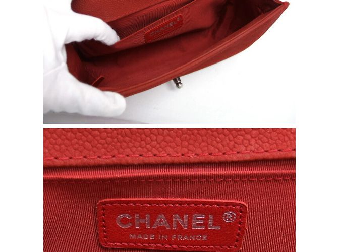 Borsa a spalla Chanel Boy 25 con catena Rosso - vista 5