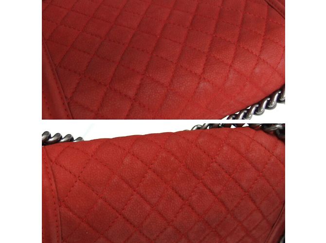 Borsa a spalla Chanel Boy 25 con catena Rosso - vista 7