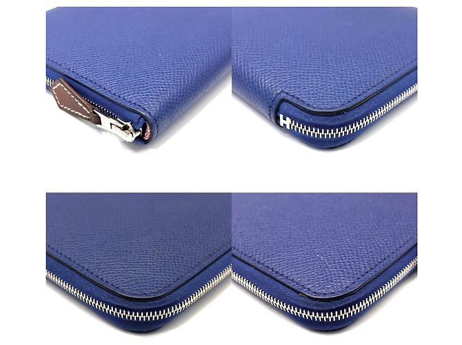 Hermès Azap Lang Wallet aus blauer Epsom-Leder - Ansicht 3