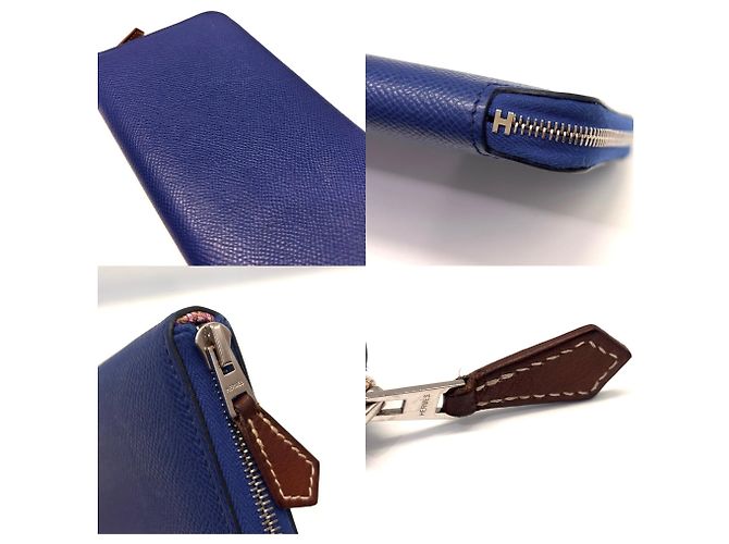 Hermès Azap Lang Wallet aus blauer Epsom-Leder - Ansicht 4