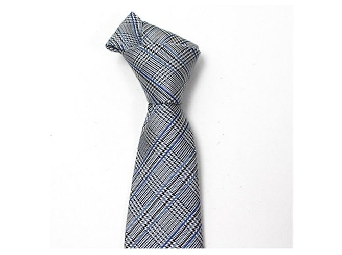 Corbata de seda para hombre Hermès Castaño Negro Blanco Azul - vista 7