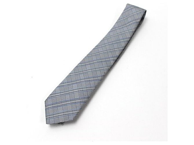 Corbata de seda para hombre Hermès Castaño Negro Blanco Azul - vista 8