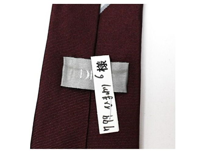 Cravate en soie grise et rouge Christian Dior Marron - vue 4