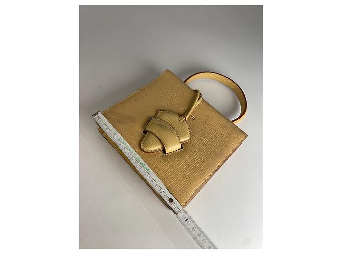 Vintage Loewe Madrid Lederhandtasche Beige / Gelb - Ansicht 10