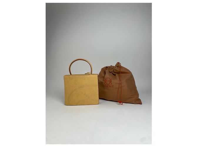 Vintage Loewe Madrid Lederhandtasche Beige / Gelb - Ansicht 2