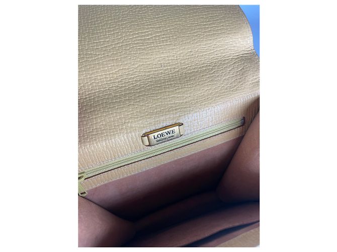 Vintage Loewe Madrid Lederhandtasche Beige / Gelb - Ansicht 3