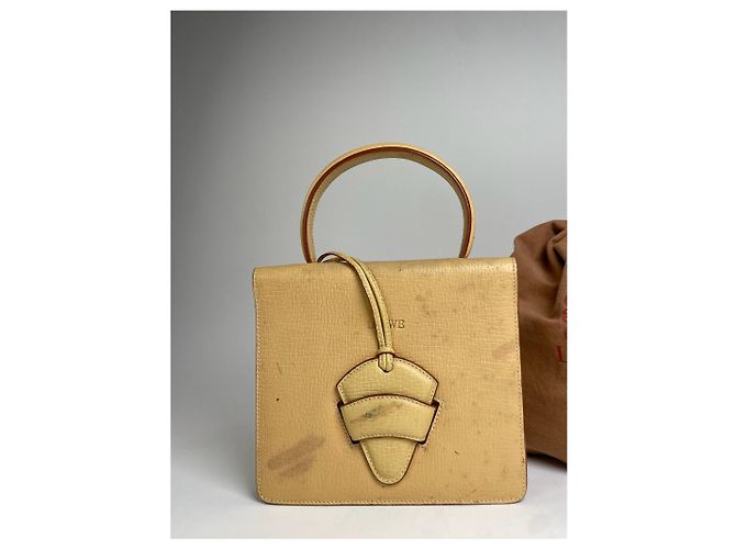 Vintage Loewe Madrid Lederhandtasche Beige / Gelb - Ansicht 7