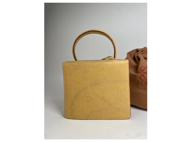 Vintage Loewe Madrid Lederhandtasche Beige / Gelb - Ansicht 9