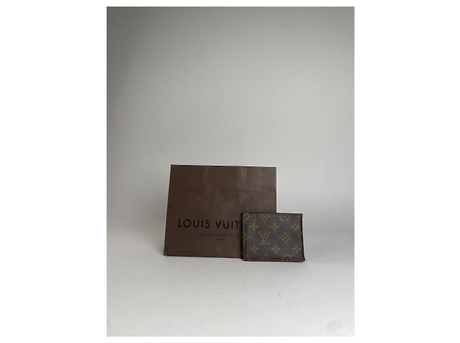 Tarjetero de cuero Louis Vuitton vintage marrón caqui Castaño - vista 2