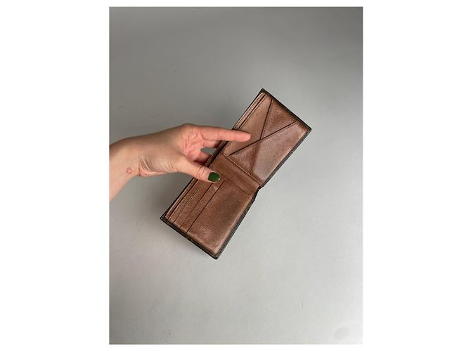 Tarjetero de cuero Louis Vuitton vintage marrón caqui Castaño - vista 4
