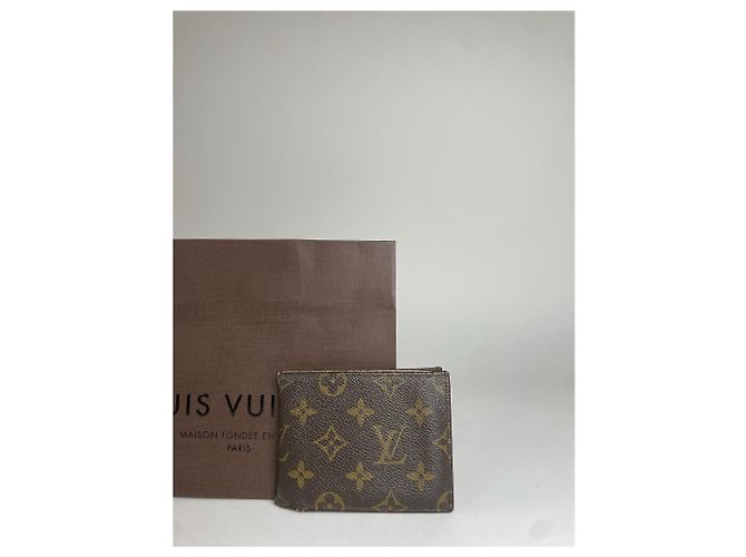 Tarjetero de cuero Louis Vuitton vintage marrón caqui Castaño - vista 6