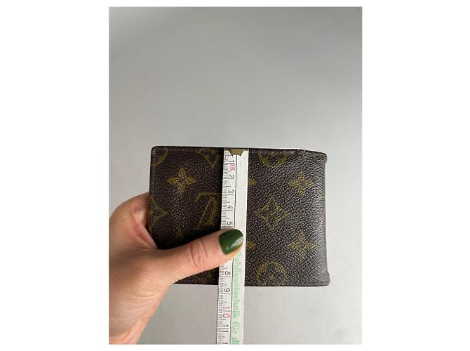 Tarjetero de cuero Louis Vuitton vintage marrón caqui Castaño - vista 7