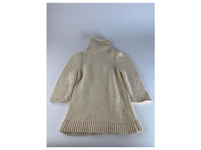 Vintage Balenciaga kurzer Rollkragenpullover beige M - Ansicht 12