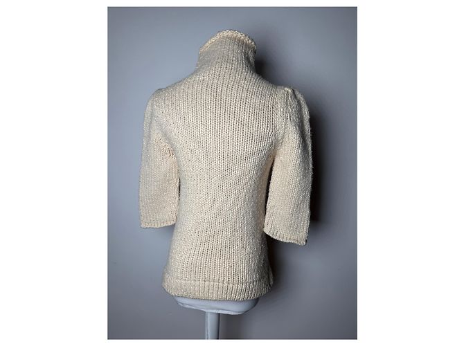 Vintage Balenciaga kurzer Rollkragenpullover beige M - Ansicht 15