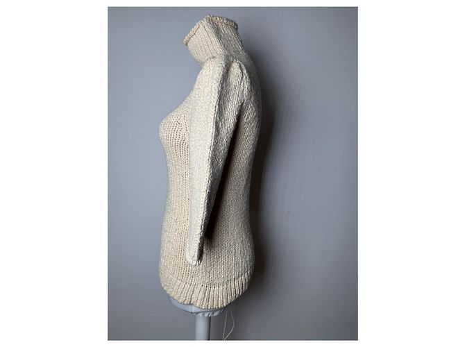 Vintage Balenciaga kurzer Rollkragenpullover beige M - Ansicht 2