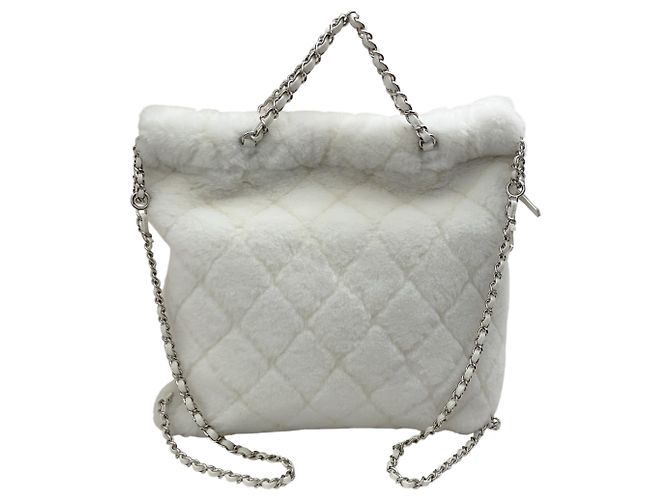 Chanel 2034 White Shearling Backpack - view 3