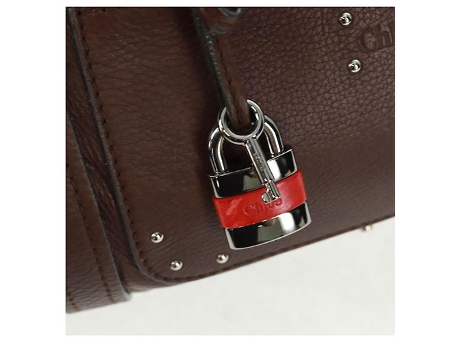 Chloé Mr Paddington Borsa a Mano in Pelle Marrone Argento Auth 162866V - vista 18