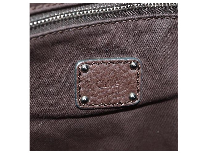 Chloé Mr Paddington Borsa a Mano in Pelle Marrone Argento Auth 162866V - vista 23