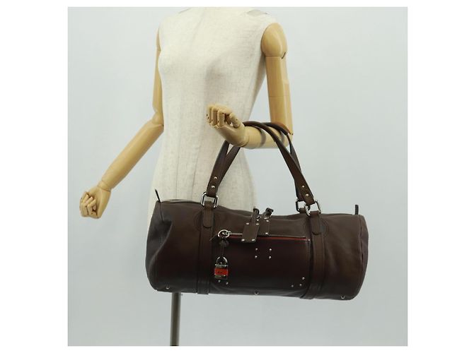 Chloé Mr Paddington Borsa a Mano in Pelle Marrone Argento Auth 162866V - vista 28