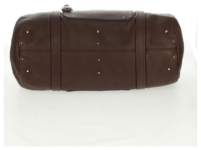 Chloé Mr Paddington Borsa a Mano in Pelle Marrone Argento Auth 162866V - vista 6