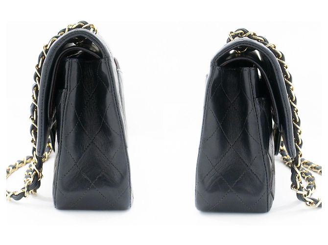 CHANEL Borsa a Spalla Classica con Doppio Flap in Pelle di Agnello Nera Nero - vista 5