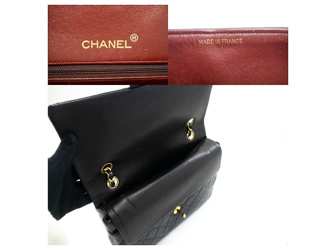 CHANEL Borsa a Spalla Classica con Doppio Flap in Pelle di Agnello Nera Nero - vista 8