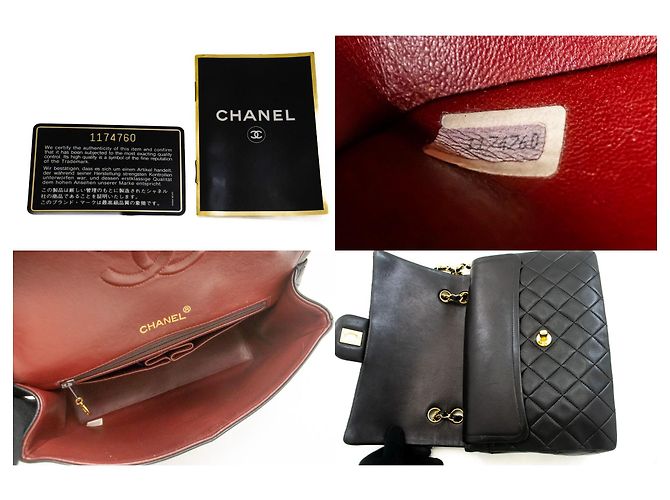 CHANEL Borsa a Spalla Classica con Doppio Flap in Pelle di Agnello Nera Nero - vista 9