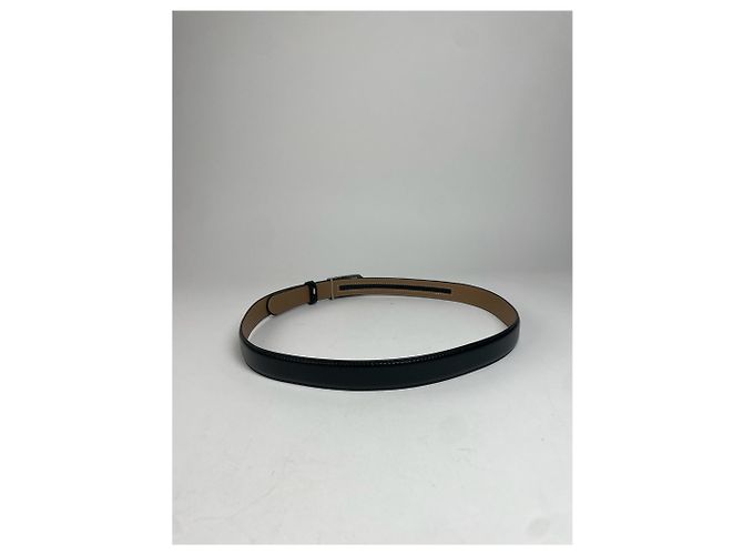 Céline Schwarzer Leder-Gürtel mit Vintage Celine Paris Wagenlogo - Ansicht 6