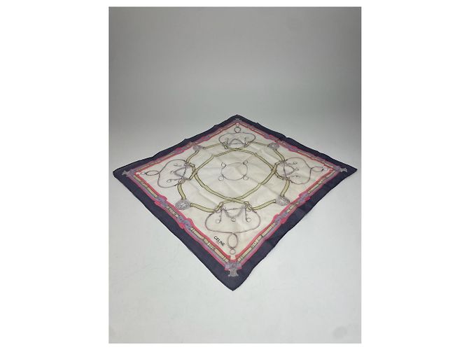 Céline Sciarpa Celine Vintage Barocca Bianca Viola Rosa Oro Multicolore - vista 4