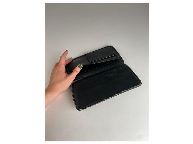 Comme Des Garcons Vintage Celine Paris Snake Emblossed Leather Wallet Black - view 3