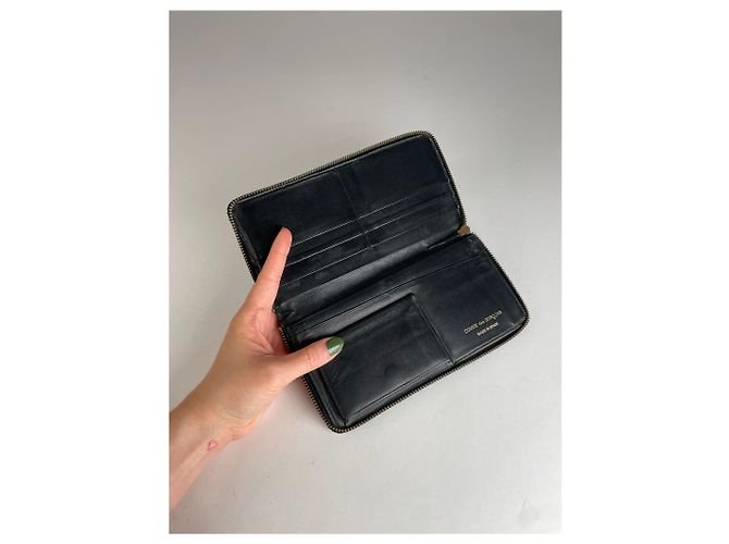 Comme Des Garcons Vintage Celine Paris Snake Emblossed Leather Wallet Black - view 5