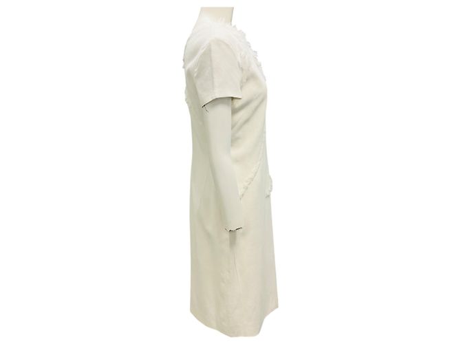 Vestido midi de lino blanco con flecos y mangas cortas Altuzarra - vista 2