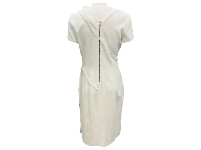 Vestido midi de lino blanco con flecos y mangas cortas Altuzarra - vista 3