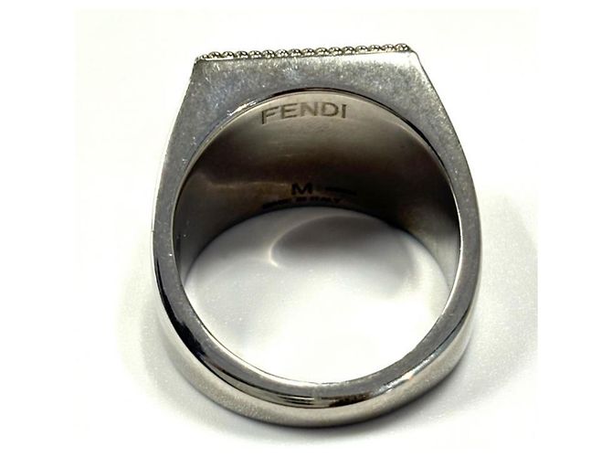 Bague en argent avec logo FF de Fendi - vue 5