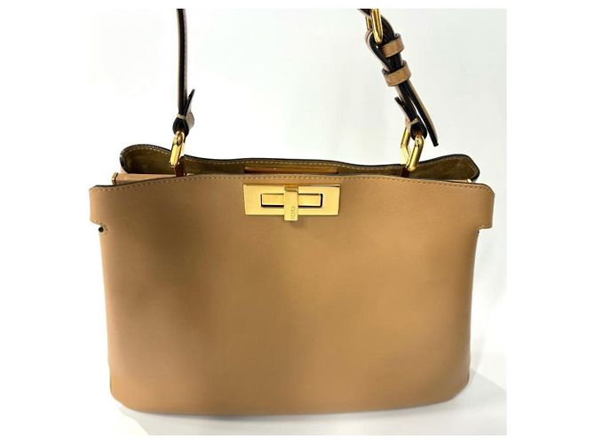 Borsa Fendi Peekaboo Soft Medium Beige - vista 11