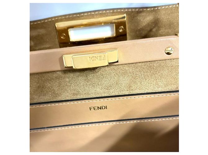 Borsa Fendi Peekaboo Soft Medium Beige - vista 12