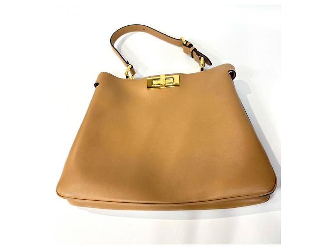 Borsa Fendi Peekaboo Soft Medium Beige - vista 3