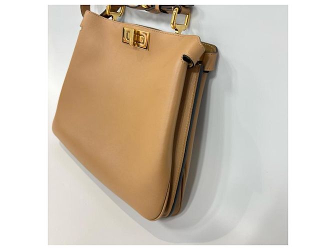 Borsa Fendi Peekaboo Soft Medium Beige - vista 4