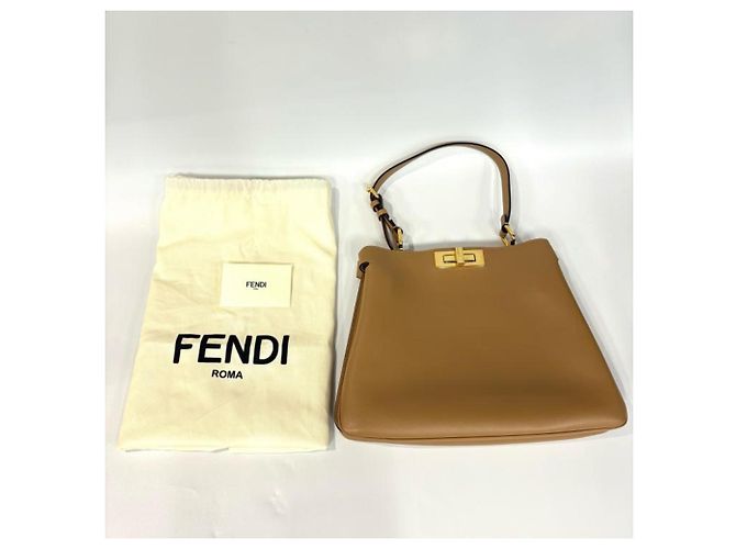 Borsa Fendi Peekaboo Soft Medium Beige - vista 8