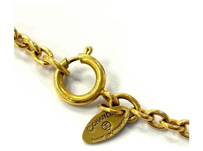 Collana CHANEL Vintage Matelassé Coco Mark in GP dorato D'oro - vista 7