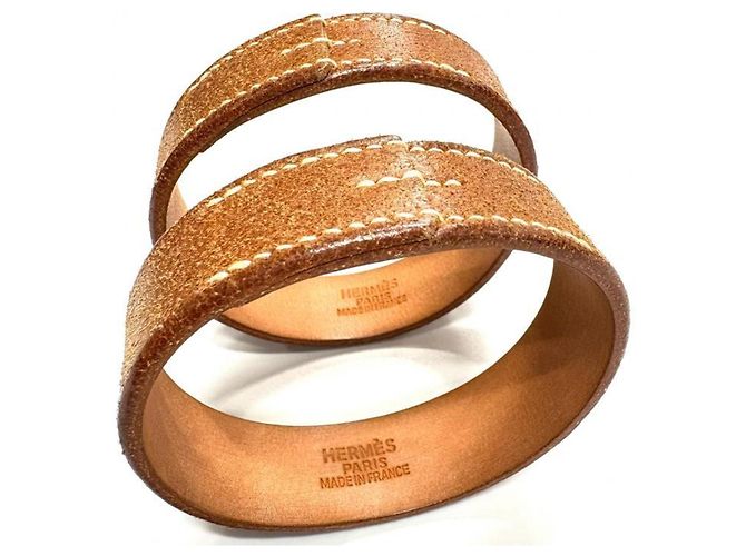 Hermès Set di bracciali in pelle marrone Hermes Pourtour - vista 3