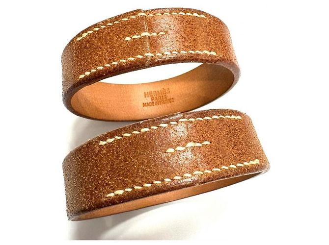 Hermès Set di bracciali in pelle marrone Hermes Pourtour - vista 4