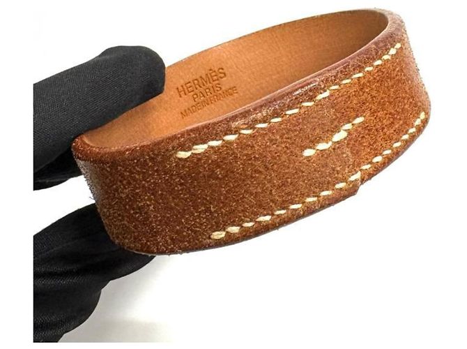Hermès Set di bracciali in pelle marrone Hermes Pourtour - vista 5