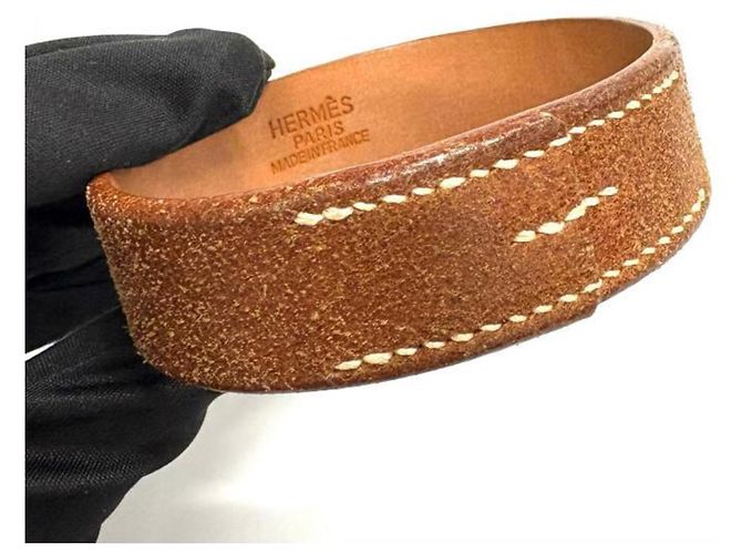 Hermès Set di bracciali in pelle marrone Hermes Pourtour - vista 6