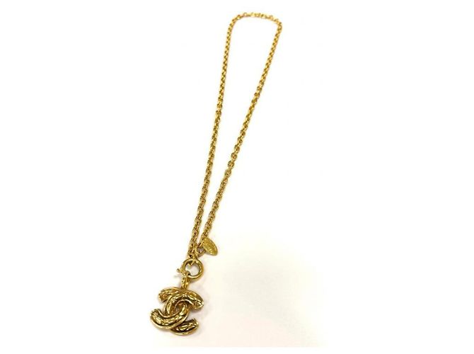 Collana CHANEL Vintage Matelassé Coco Mark in GP dorato D'oro - vista 4