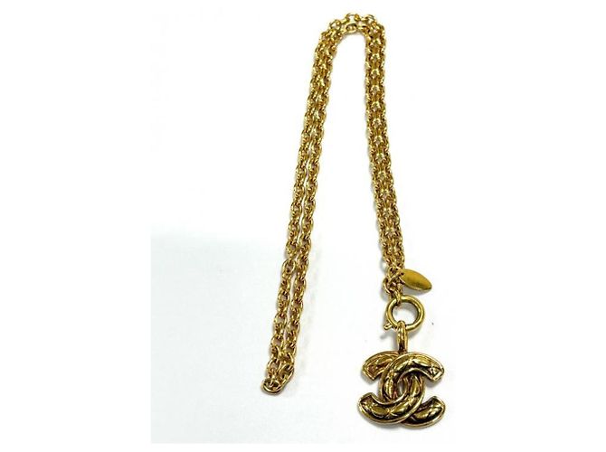 Collana CHANEL Vintage Matelassé Coco Mark in GP dorato D'oro - vista 7